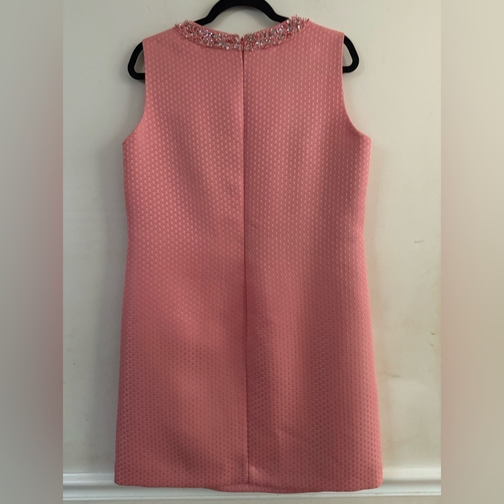 Tahari Rubella Soft coral Jeweled Neckline Dress. size 14 NWOT - Picture 5 of 5